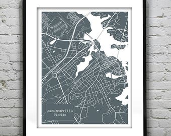 Jacksonville Florida Blueprint Map Poster Art Print Several Sizes Available FL Item T4203