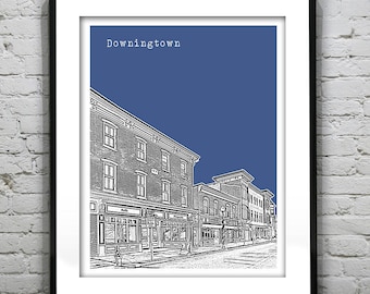 Downingtown Skyline Poster Art Print Skyline Pennsylvania PA Version 1
