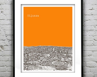 Tijuana Poster Art Skyline Print  Baja Mexico