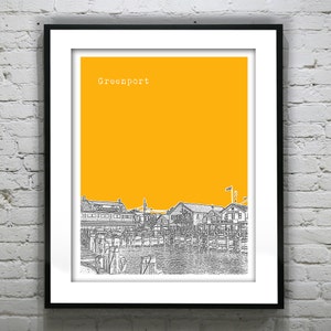 Greenport Skyline Art Print Poster Long Island NY Item T5112