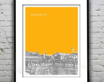Greenport Skyline Art Print Poster Long Island NY Item T5112