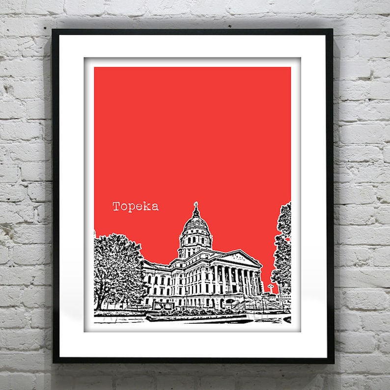 Topeka Kansas Poster Art Skyline Print KS Etsy