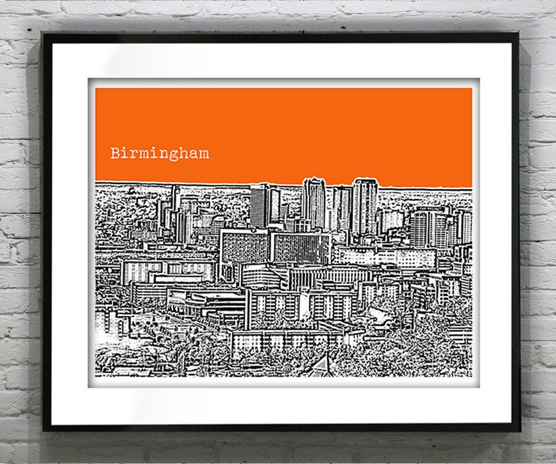 Birmingham Alabama Poster Art Print Skyline Version 3 Etsy UK