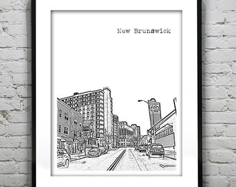 New Brunswick New Jersey Skyline Poster Print Art New Jersey NJ