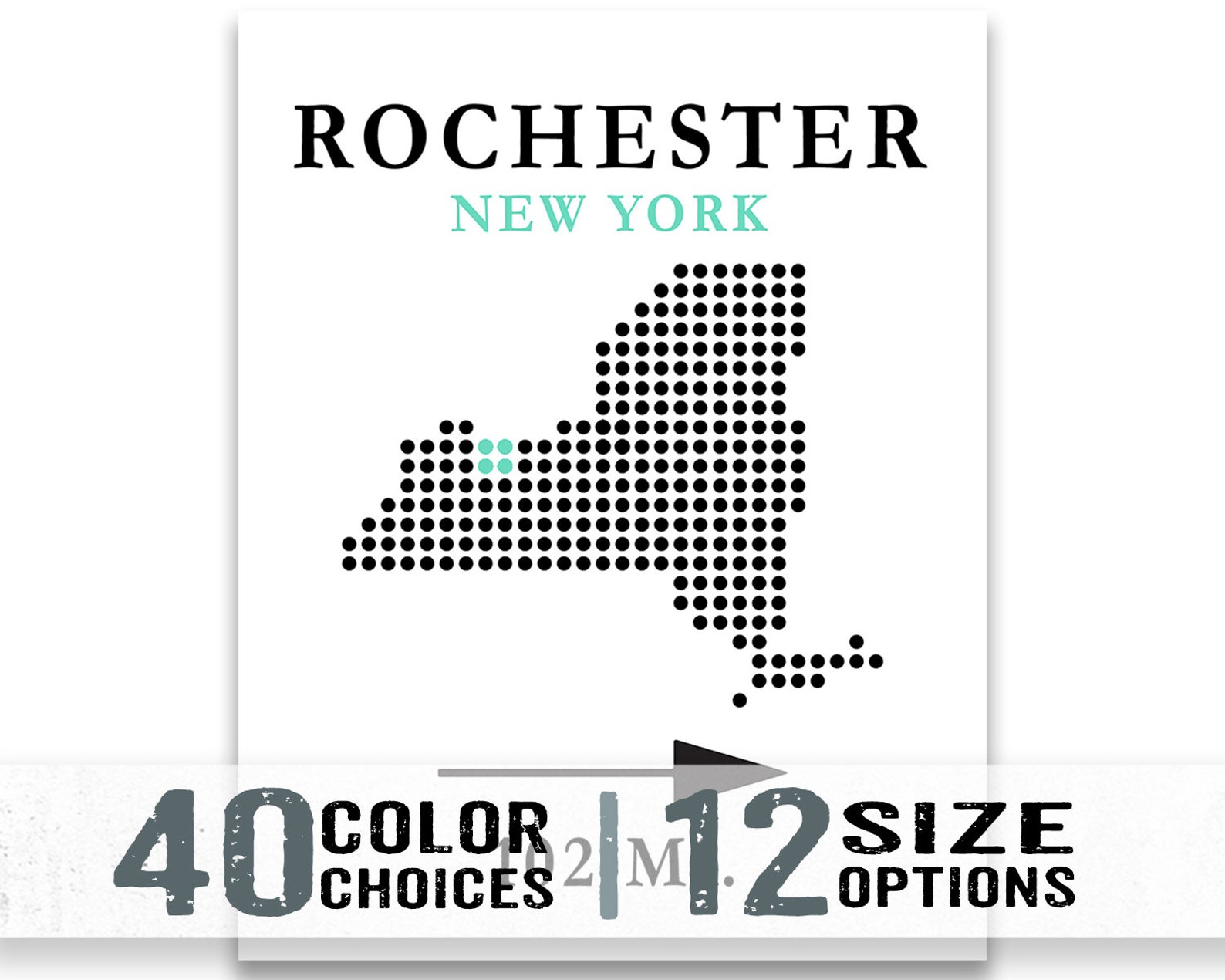 Rochester Poster Art Print Map Customizable Distance New York | Etsy
