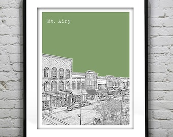 Mt. Airy North Carolina Poster Skyline Poster Art Print NC Version 1