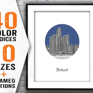 Detroit Michigan Poster Print Art Skyline Round Item T2102