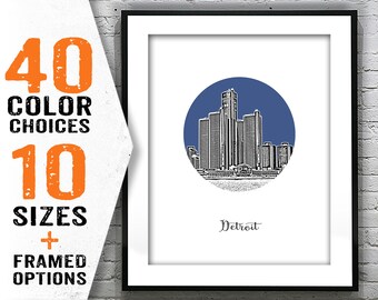 Detroit Michigan Poster Print Art Skyline Round Item T2102
