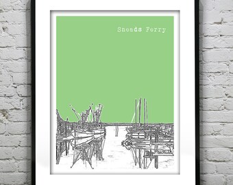 Sneads Ferry North Carolina Poster Art Print Skyline NC Version 1