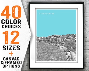 Fredrikstad Norway City Skyline Poster Art Print T2885