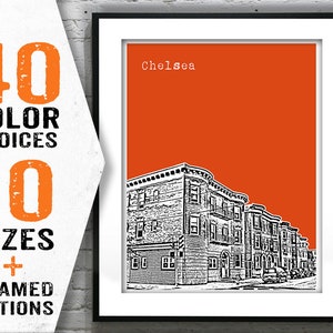 Chelsea Skyline Poster Art Print  Massachusetts MA Item T1755