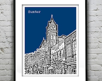Sumter South Carolina City Skyline Poster Art Print Opera House SC Item T2585
