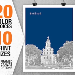 Bedford Massachusetts MA City Skyline Poster Print Art Item S7011