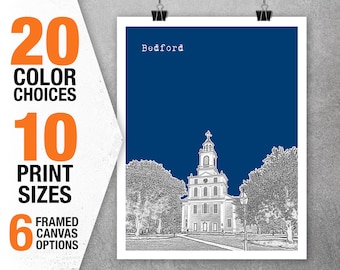 Bedford Massachusetts MA City Skyline Poster Print Art Item S7011