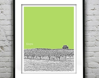 Napa Valley Poster Art Skyline Print California Wine Region T4417