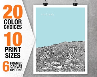 Attitash Mountain New Hampshire Skyline Poster Art Print Bartlett Ski NH Item T5476