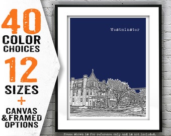 Westminster Skyline Art Print Print Maryland MD Item T5200