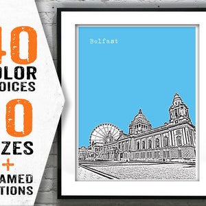 Belfast Poster Art Print Skyline  Northern Ireland Béal Feirste Item T1391