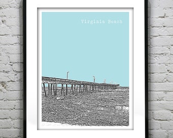 Virginia Beach Virginia Skyline Poster Art Print VA Item T2815
