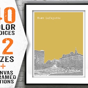 West Lafayette Indiana Poster Art Skyline Print IN Item T2346