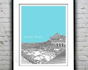 Delray Beach Florida Skyline Poster Art Print FL Item T4255