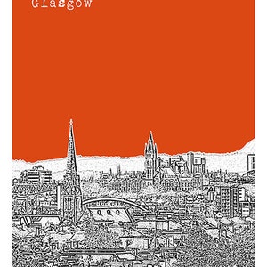 Glasgow Skyline Poster Art Print Scotland Version 2 image 2