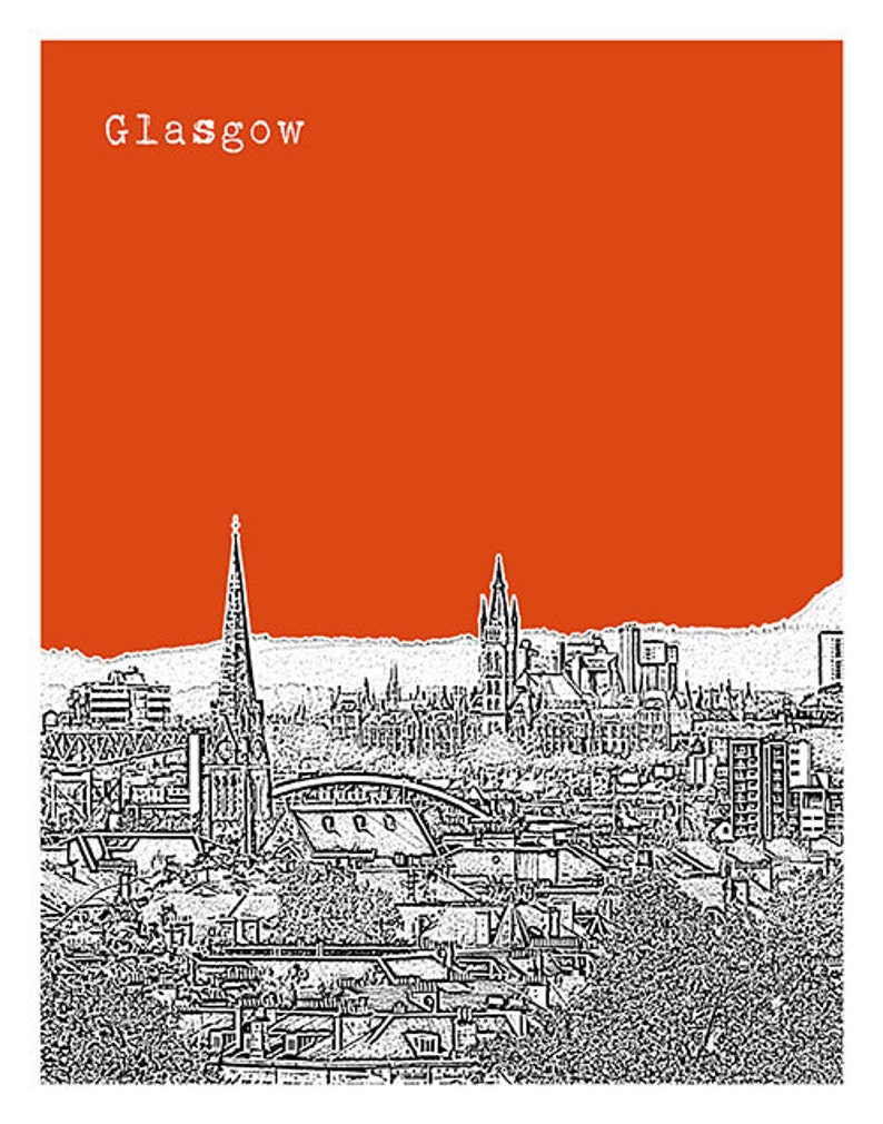 Glasgow Skyline Poster Art Print Scotland Version 2 image 2