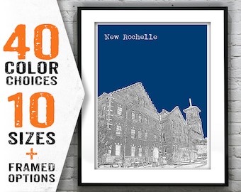 New Rochelle Poster New York City Skyline Art Print  NY Item T1464