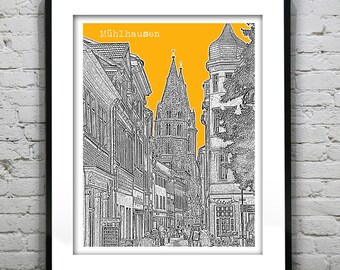 Muhlhausen Skyline Poster Art Print Germany Item T2643