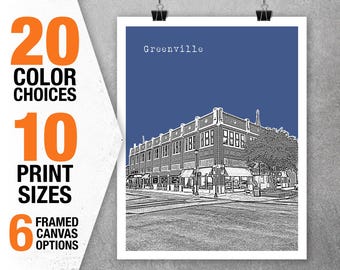Greenville North Carolina City Skyline Poster Art Print NC Item T5588