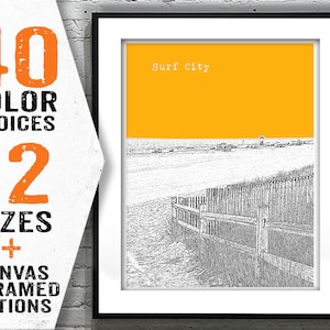 Surf City New Jersey Shore Poster Print Art NJ Skyline Jersey Shore Item T2966