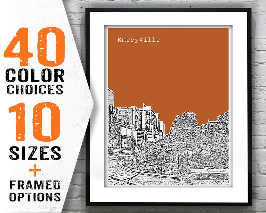 Emeryville Skyline Poster Art Print California CA Item T1532 Etsy