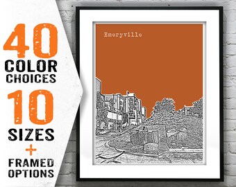Emeryville Skyline Poster Art Print California CA Item T1532