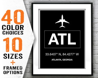 ATL Atlanta Hartsfield-Jackson International Airport Aviation Poster Art Print Georgia Item T1974