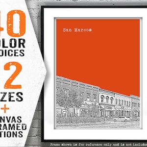 San Marcos Poster Historic District City skyline Art Print Texas TX Item T4140