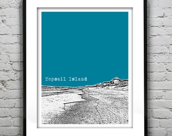 Topsail Island Poster North Carolina Art Print Skyline NC