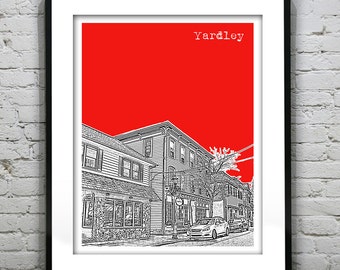 Yardley PA Poster Print Art Pennsylvania Skyline Bridge Version 2