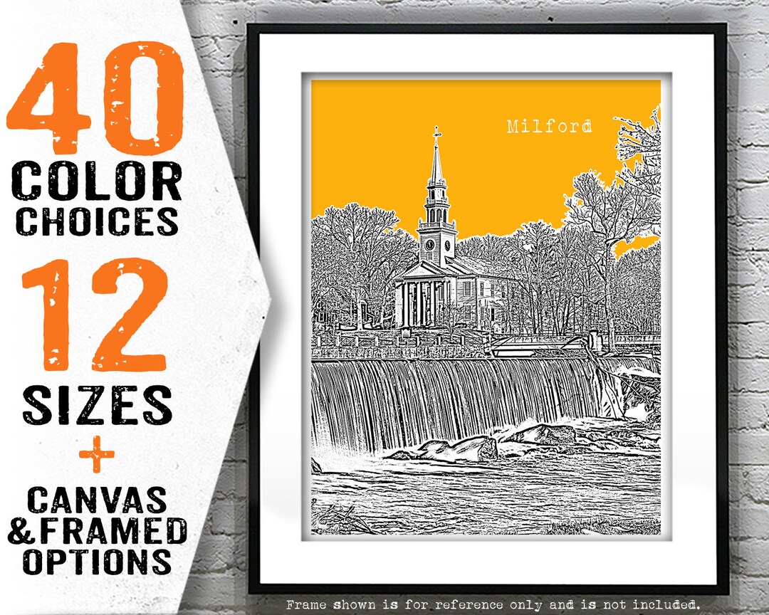 Milford Connecticut Poster Print Art Skyline CT Item T4625 - Etsy