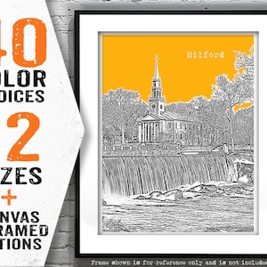 Milford Connecticut Poster Print Art Skyline CT Item T4625