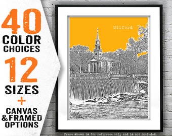 Milford Connecticut Poster Print Art Skyline CT Item T4625