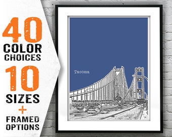 Tacoma Washington Poster Skyline Art Print Item T1550