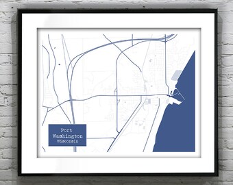 Port Washington Wisconsin Blueprint Map Poster Art Print Several Sizes Available Item T1077