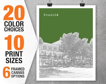 Freehold New Jersey Poster Print Art Skyline NJ Item T5356