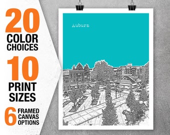 Auburn Skyline Poster Art Print Washington WA Public Market Item T5497