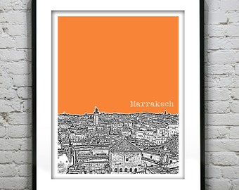 Marrakech Morocco Poster Art Skyline Print Item T4473