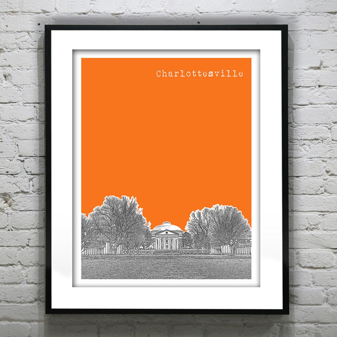 Charlottesville Virginia Poster Art Skyline VA Item T1019 Etsy