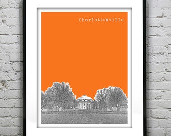 Charlottesville Virginia Poster Art Skyline VA Item T1019
