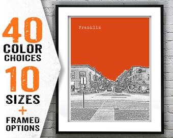 Franklin Tennessee City Skyline Poster Art Print TN Item T1869