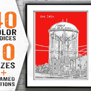 Sea Isle City New Jersey Shore Poster Print Art NJ Skyline Jersey Shore Item T1771