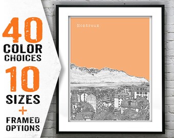 Montreux Switzerland Skyline Poster Art Print Item T1492